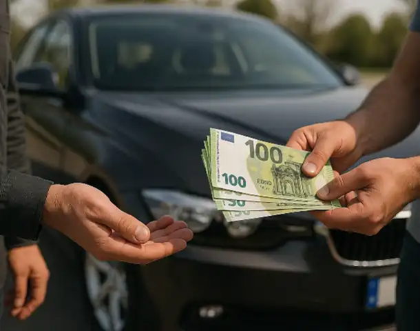 Ein erfolgreicher Barkauf beim Autoankauf in Seligenstadt, bei dem der Kunde das Geld direkt erhält.